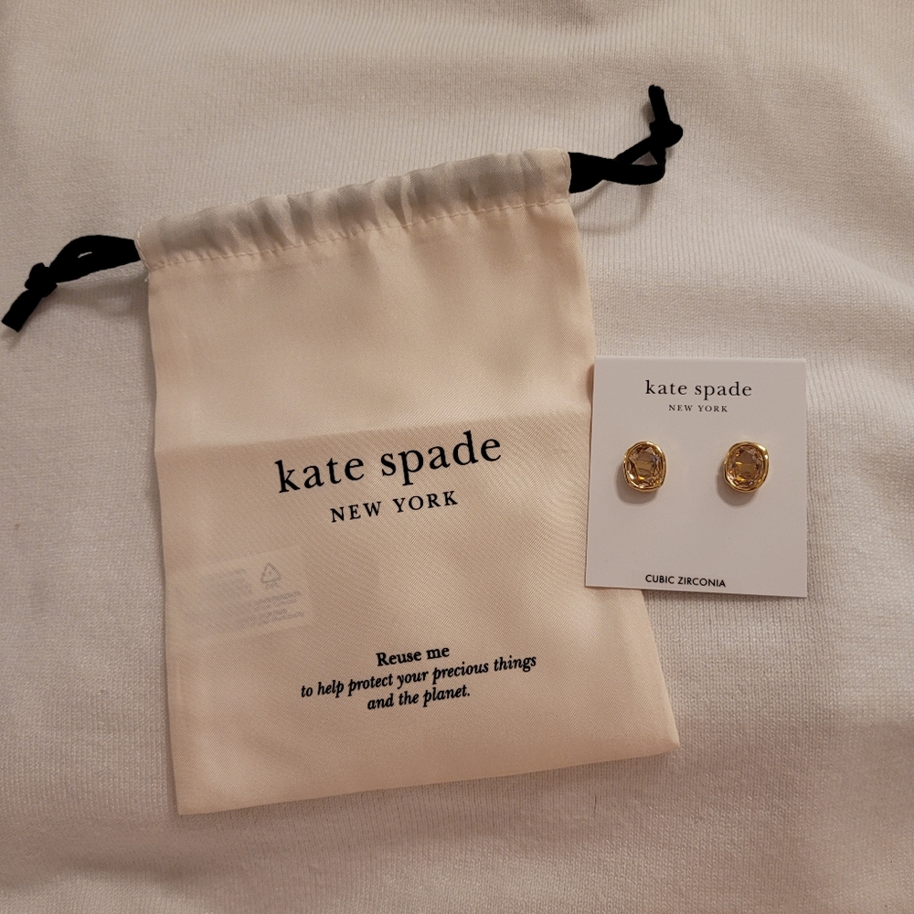 Kate Spade New York Gold-Tone Oval Color Cubic Zirconia Stud Earrings - …